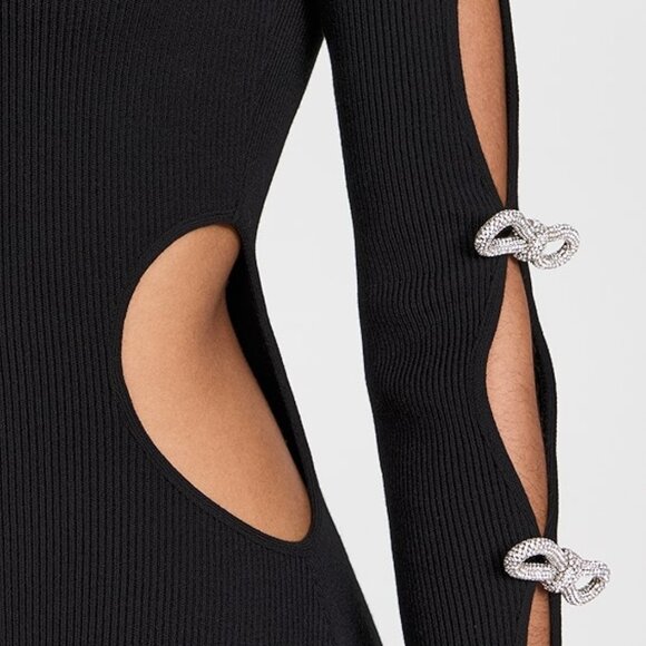 Mach & Mach Mach & Mach Bow Detailed Knitted Dress Black Size XL - Picture 3 of 16